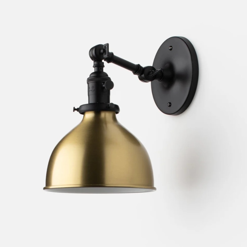 Schoolhouse Princeton Mid Sconce with Natural Brass bell shade NEW!
